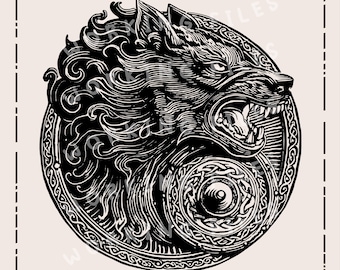 Lobo nórdico SVG, imágenes prediseñadas de Fenrir, diseño escandinavo, nudo celta PNG, archivos para grabado láser