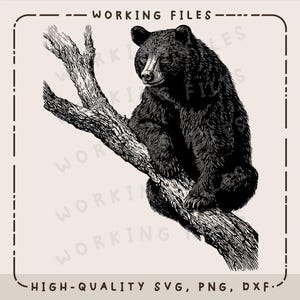 Bear on a Tree SVG, Grizzly Cutting Boards svg, Laser Engraved Files, Charcuterie Board, Clip art PNG, Laser Ready, Digital Download