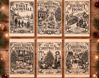 Paquete de archivos SVG de historias navideñas vintage, 10 diseños PNG de escenas navideñas, archivos para grabado láser navideño, colección de letreros de madera de invierno.