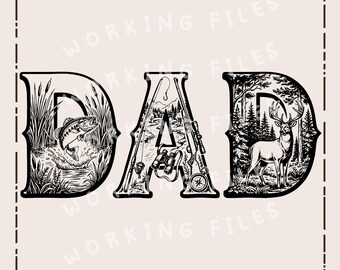 SVG para papá, PNG para el Día del Padre, diseño de caza y pesca, archivos para grabado láser