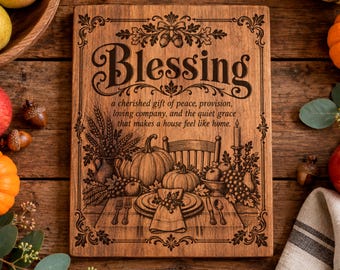 Blessing SVG, Thanksgiving PNG, Fall Gratitude Laser Engraving File, Autumn Family Table Sign