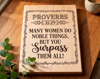 Bible Verse SVG, Christian Women Sign Design, Gift for Mother, Cutting Board PNG, Laser Engraving Files