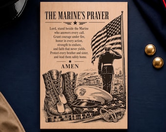 Oración de un marine en formato SVG, regalo del Cuerpo de Marines en formato PNG, archivo para grabado láser de jubilación de un marine, diseño de letrero militar patriótico en madera.