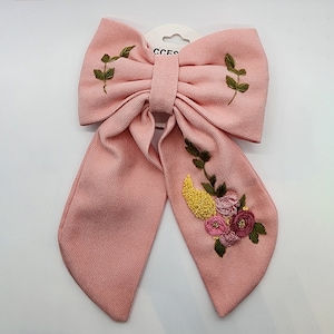 大きなリボン刺繍、ベレットヘアクリップ、女の子用ヘアリボンクリップ、女の子、幼児、女性用ヘアアクセサリー