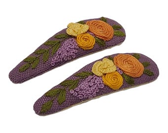 Fermagli per capelli con motivo floreale ricamato, accessori con bellissimi ricami, per neonati, bambini, bambine e donne