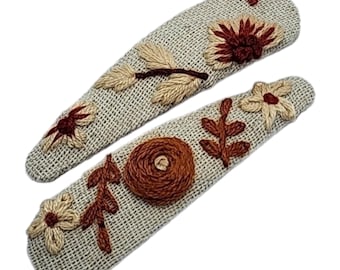 Fermagli per capelli con motivo floreale bianco fumo ricamati, accessori con bellissimi ricami, per neonati, bambini, bambine e donne