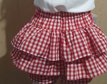 Girls frilly bum gingham school shorts - school uniform