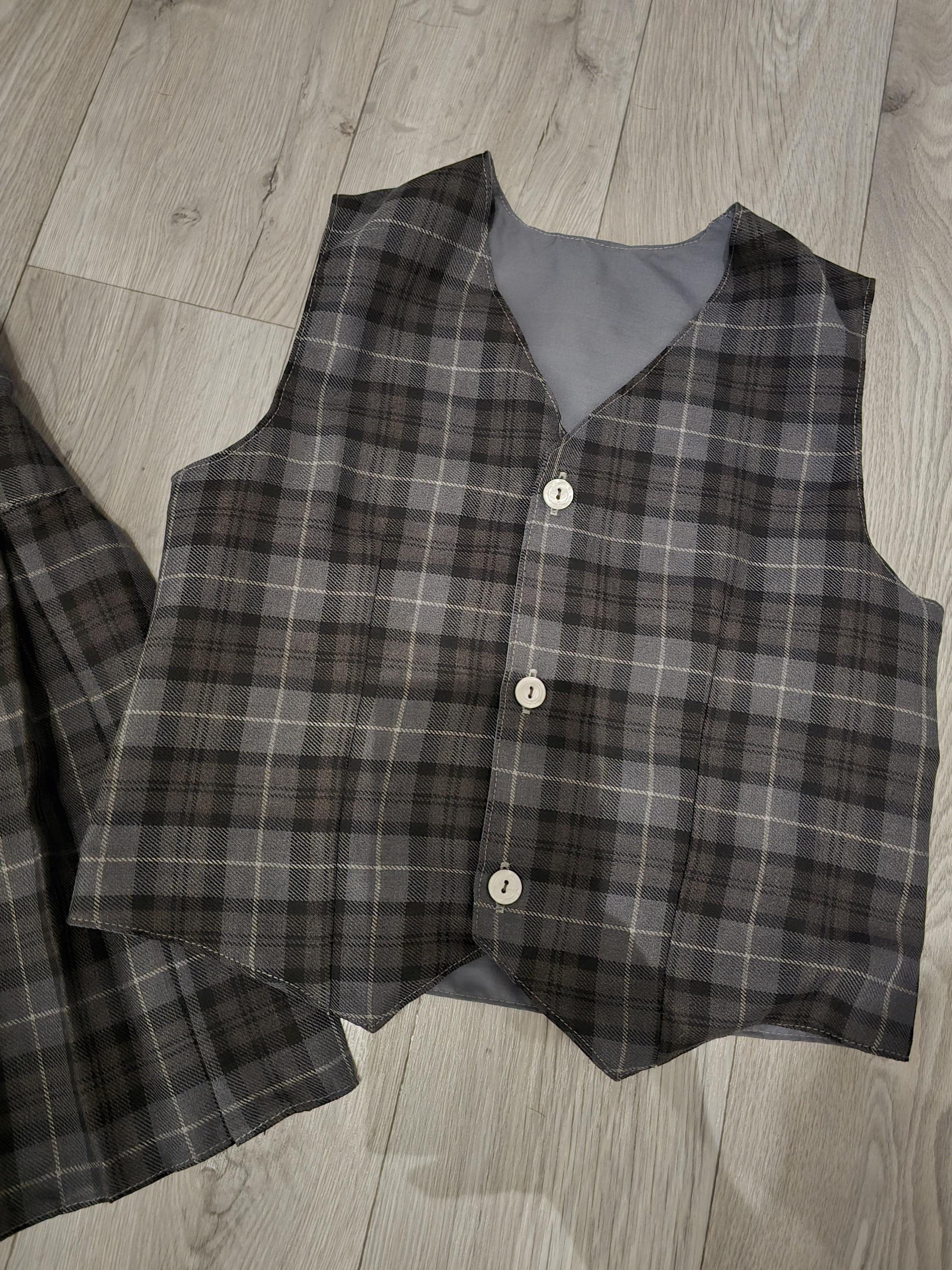 plaid tartan kids waistcoat - school uniform - formal wear - wedding - occassion