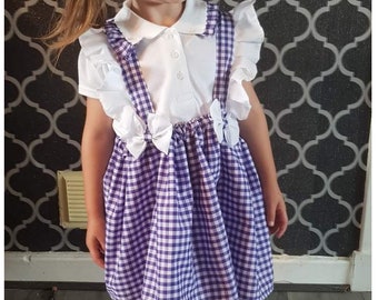 Gingham school pinafore and polo - school uniform - school skirt