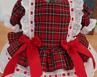 Stunning plaid tartan Christmas dress with fitted petticoat - Spanish style- princess dress - Thanksgiving dress
