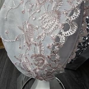 baby satin and lace pink and white christening bonnet - wedding bonnet - occasion bonnet