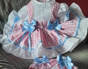 Beautiful Spanish Style gingham dress - puffball - princess dress  - frilly dress