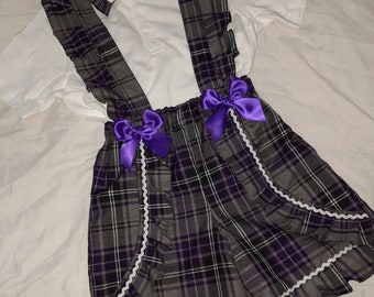 Plaid/tartan Frilly strap frill shorts and polo set - school uniform  - school shorts