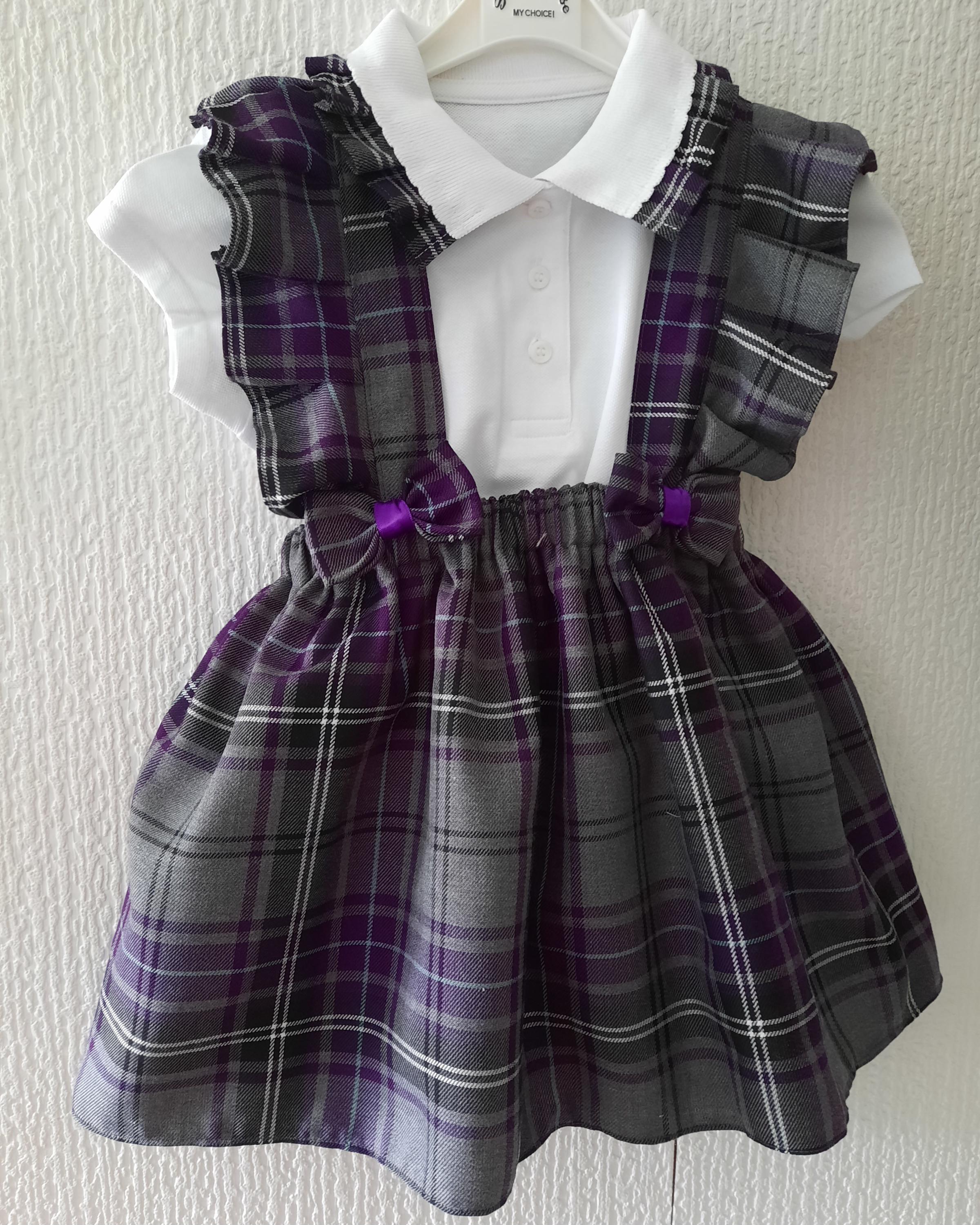 Plaid Tartan School Pinafore and Polo Set - School Uniform