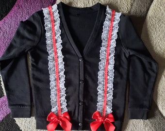 girls frilly school cardigans with satin bows - school uniform - school cardigans