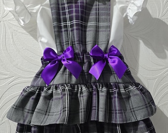 handmade school plaid tartan ruffle pinafore - school skirt - school uniform