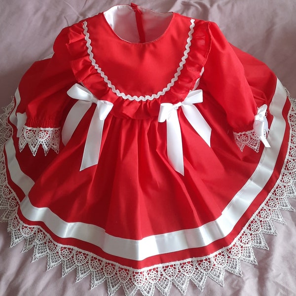 Spanish style Christmas dress with long sleeves- puffball- princess dress