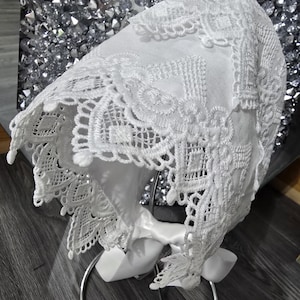 baby satin and double lace  christening bonnet - wedding bonnet - occasion bonnet