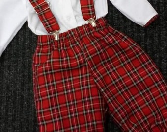 Ensemble pantalon écossais écossais pour bébé garçon - Ensemble de Noël - Action de grâces - Tenue de mariage