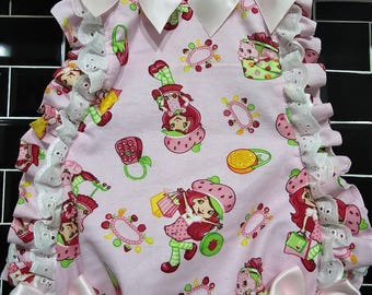 baby girls strawberry shortcake frilly romper - fancy romper - summer