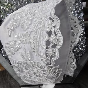 baby satin and lace shimmering christening bonnet - wedding bonnet - occasion bonnet