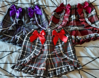 Girls frilly plaid tartan shorts - school uniform- school shorts