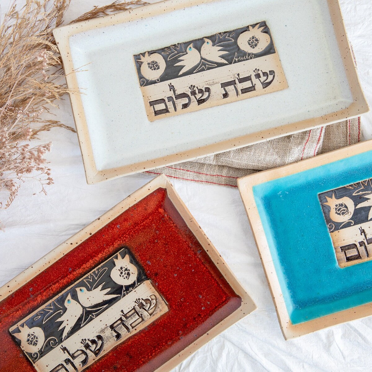 Large Challah Tray Shabbat Shalom Plate Jewish Gift Ceramic Challah Tray - Etsy