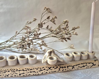 Modern Hanukkia | Hanukkia  Menorá modern ceramic   | Jewish Gift  Ceramic | A pair of Birds