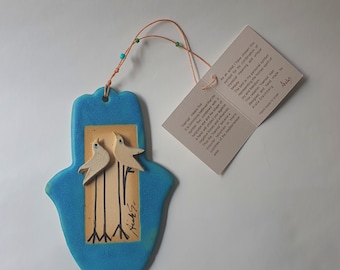 Couple of Birds Hand-made Hamsa | Wall Hanging | Jewish Ornament | Holiday | New Home |