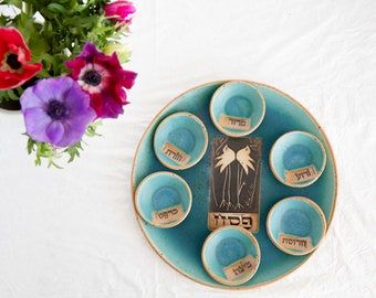 Turquoise Ceramic Passover Seder Plate | Unique Passover Gift |