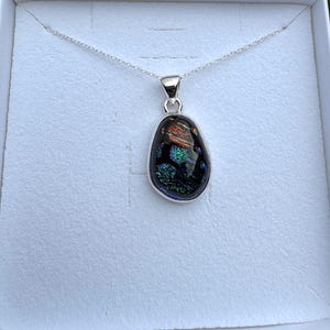 Dichroic Glass Pendant Necklace: Handcrafted Sterling Silver Jewelry