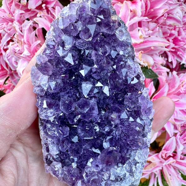 Uruguay Amethyst Druzy Cluster, Self Standing Cut Base, Crystal Healing