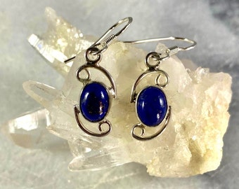 Lapis Lazuli Sterling Silver Dangle Örhängen: Ädelstenssmycken
