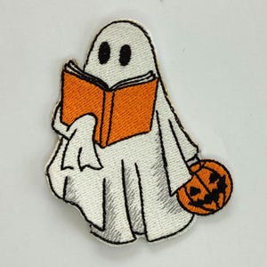 Boo-Jee Ghost Cute Funny Halloween - Decoration Sewing Iron on Patches Applique Embroidered Patch Sew Decor 0092