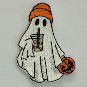 Boo-Jee Ghost Cute Funny Halloween Decoration Sewing Iron on Patches Applique Embroidered Patch Sew Deco 0089