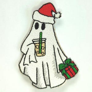 Boo-Jee Ghost Cute Funny Halloween Decoration Sewing Iron on Patches Applique Embroidered Patch Sew Decor