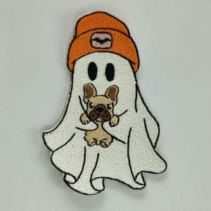 Boo-Jee Ghost Cute Funny Halloween - Decoration Sewing Iron on Patches Applique for Clothes, Dress, Jeans - Embroidered Patch Sew Decor 0091