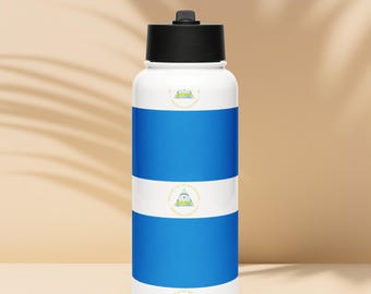 Stainless steel water bottle with a straw lid