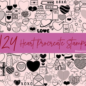 124 Love / Heart Procreate Stamps / Brushes | Cute Fun Heart Love Sweet Doodle | Instant Digital Download