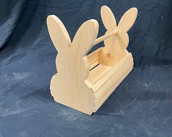 Pine Wood Bunny Basket – Easter Egg Hunt Tote