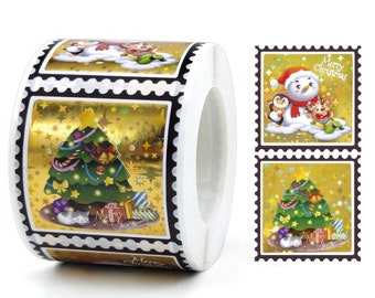 Merry Christmas  Hallographic Box Decoration Sealing Stickers Pkg of 50