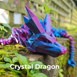 Crystal dragon fidget, 3D printed articulated toy, Flexi toy, Anxiety toy, Fidget, made of bioplastic in UK
