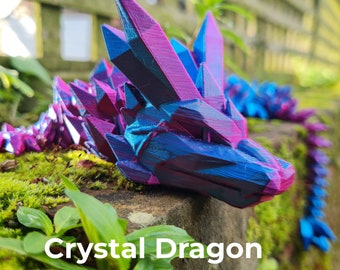 Crystal dragon fidget, 3D printed articulated toy, made of bioplastic in UK