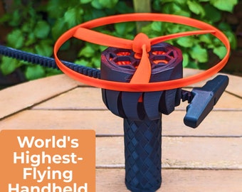 Gift pull copter, Flying disk propeller launcher, flies really high, gift for kids, outdoor toy