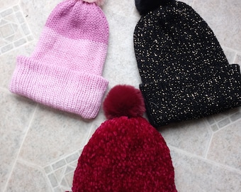 Bonnets au crochet faits main