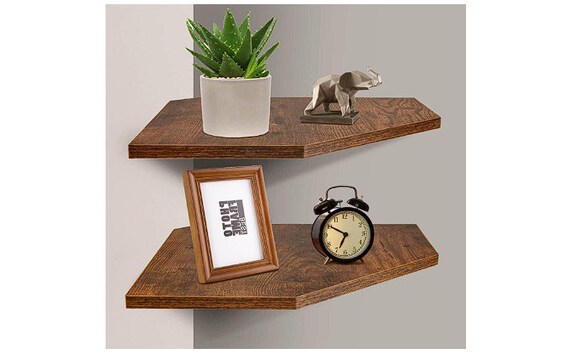 Corner Shelf Wall Mount Set of 2 Floating Corner Shelf Organizer for  Accessories Storage for Bathroom Kitchen Living Room Bedroom 