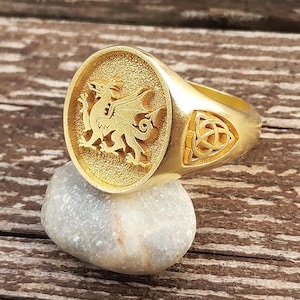 Personalized Dragon Signet Ring: Family Crest, Coat of Arms