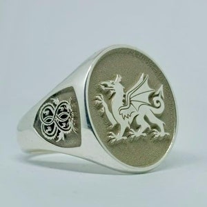 Personalized Dragon Signet Ring: Coat of Arms, Family Crest