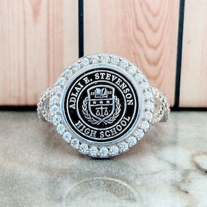 Signet Silver Ring,Stevenson High School Ring,Signet Silver Ring,University Ring,Wedding Stone Ring,Signet Ring Size,Personalized Stone Ring