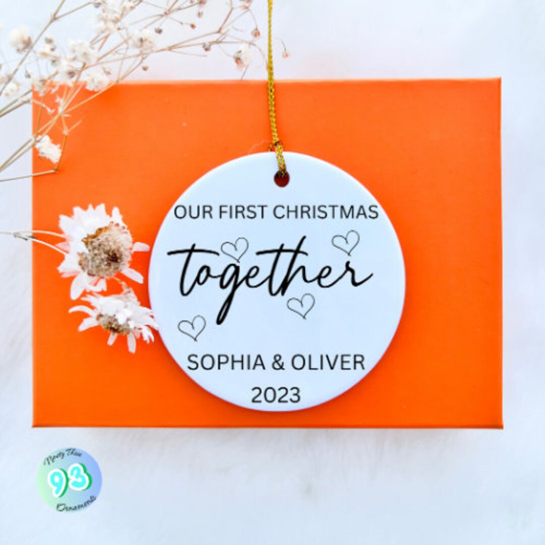 Personalised Our First Christmas Together Bauble, Ceramic Christmas